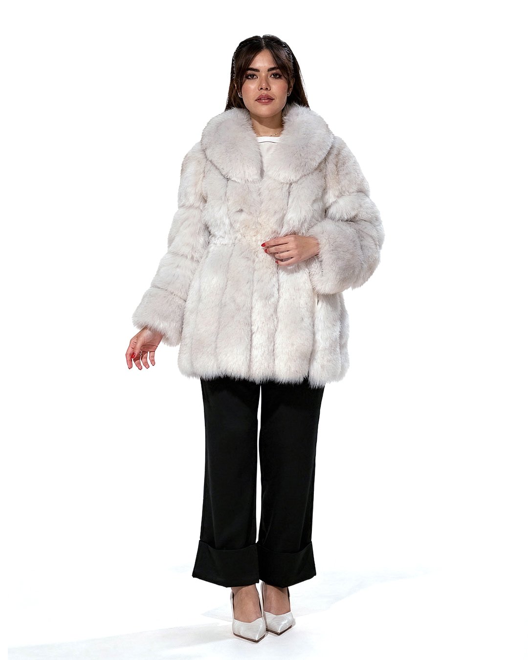 جاكيت أبيض ورمادي واسع وثقيل - CL8002 - الصورة 3