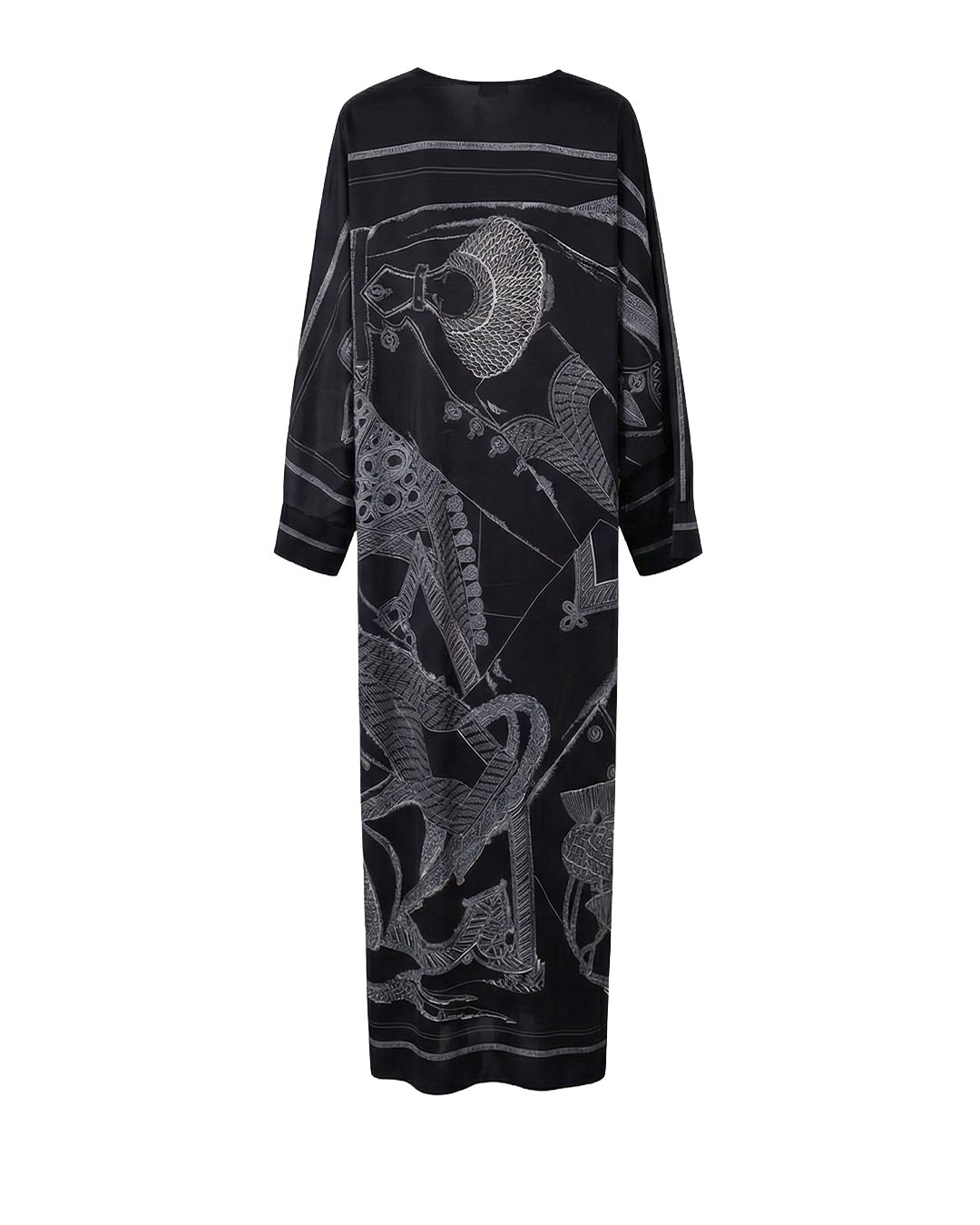 فستان يومي أسود وذهبي واسع بأكمام طويلة - CL7000 - الصورة 8